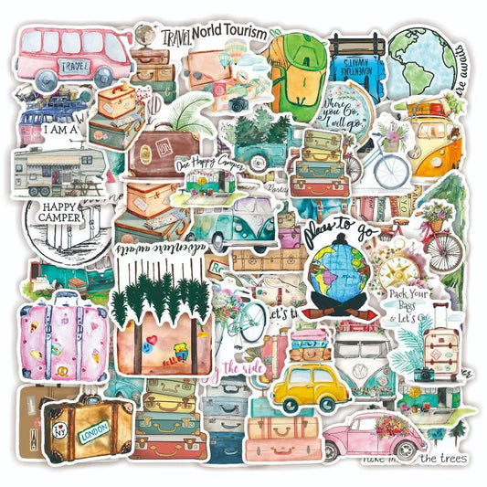Autocollants Vintage Voyage - 100 Pcs Autocollants Vintage Voyage - 100 Pcs
